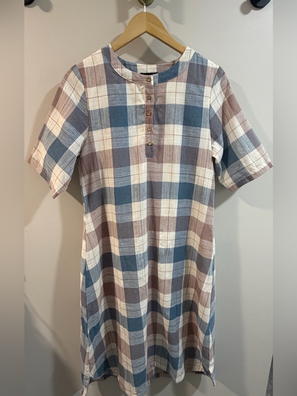 Roolee Blue and Cream A line Dress Size Medium